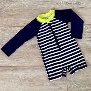 Adorable Nautical Striped “Tea” Brand Baby Rash Guard Swimsuit